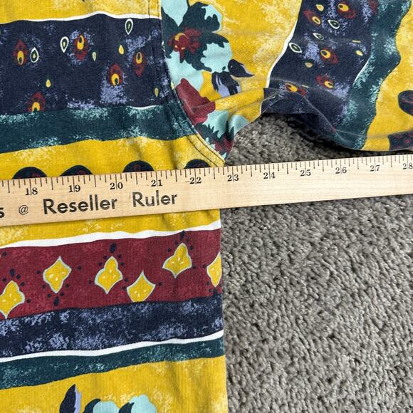 VINTAGE Tommy Bahama Shirt Mens Medium Yellow Blue Polynesian Tribal Polo 90s - Picture 9 of 10